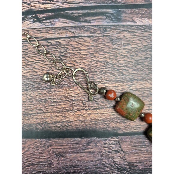 Jay King DTR Unakite Bead Necklace Sterling Silver 21–24" Green Gemstone Boho - Picture 4 of 6